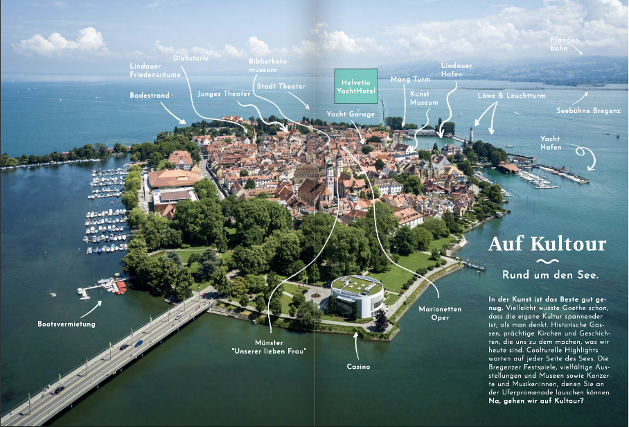 Lageplan verschiedener Erlebnisse auf der Insel Lindau